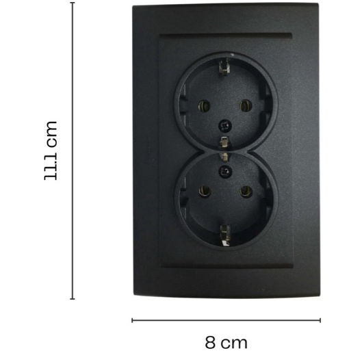 Zwarte wandcontactdoos - Inbouw - Dubbel Stopcontact - Mat Zwart - OVIVO